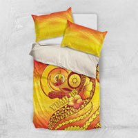 Vanuatu 46 Yia Indipendens Anivesari Bedding Set Tamtam Drum With Boar Tusk LT05 US Twin 172cm x 218cm Yellow - Polynesian Pride