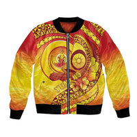 Vanuatu 46 Yia Indipendens Anivesari Bomber Jacket Tamtam Drum With Boar Tusk LT05 Unisex Yellow - Polynesian Pride