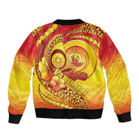 Vanuatu 46 Yia Indipendens Anivesari Bomber Jacket Tamtam Drum With Boar Tusk LT05 - Polynesian Pride