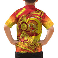 Vanuatu 46 Yia Indipendens Anivesari Family Matching Summer Maxi Dress and Hawaiian Shirt Tamtam Drum With Boar Tusk LT05 - Polynesian Pride
