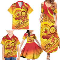 Vanuatu 46 Yia Indipendens Anivesari Family Matching Summer Maxi Dress and Hawaiian Shirt Tamtam Drum With Boar Tusk LT05 - Polynesian Pride