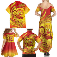Vanuatu 46 Yia Indipendens Anivesari Family Matching Summer Maxi Dress and Hawaiian Shirt Tamtam Drum With Boar Tusk LT05 - Polynesian Pride