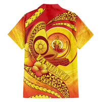 Vanuatu 46 Yia Indipendens Anivesari Family Matching Summer Maxi Dress and Hawaiian Shirt Tamtam Drum With Boar Tusk LT05 - Polynesian Pride