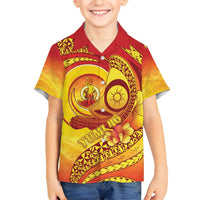 Vanuatu 46 Yia Indipendens Anivesari Kid Hawaiian Shirt Tamtam Drum With Boar Tusk LT05 Kid Yellow - Polynesian Pride