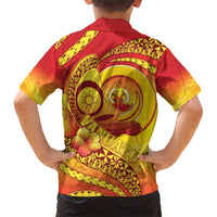 Vanuatu 46 Yia Indipendens Anivesari Kid Hawaiian Shirt Tamtam Drum With Boar Tusk LT05 - Polynesian Pride