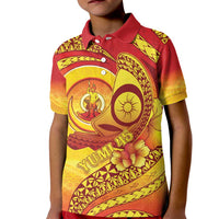 Vanuatu 46 Yia Indipendens Anivesari Kid Polo Shirt Tamtam Drum With Boar Tusk LT05 Kid Yellow - Polynesian Pride