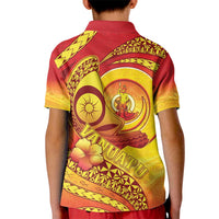Vanuatu 46 Yia Indipendens Anivesari Kid Polo Shirt Tamtam Drum With Boar Tusk LT05 - Polynesian Pride