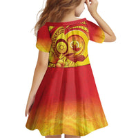 Vanuatu 46 Yia Indipendens Anivesari Kid Short Sleeve Dress Tamtam Drum With Boar Tusk LT05 - Polynesian Pride