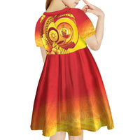 Vanuatu 46 Yia Indipendens Anivesari Kid Short Sleeve Dress Tamtam Drum With Boar Tusk LT05 - Polynesian Pride