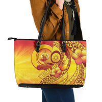 Vanuatu 46 Yia Indipendens Anivesari Leather Tote Bag Tamtam Drum With Boar Tusk LT05 - Polynesian Pride