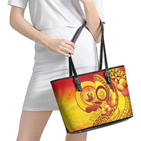 Vanuatu 46 Yia Indipendens Anivesari Leather Tote Bag Tamtam Drum With Boar Tusk LT05 - Polynesian Pride