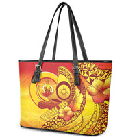 Vanuatu 46 Yia Indipendens Anivesari Leather Tote Bag Tamtam Drum With Boar Tusk LT05 - Polynesian Pride