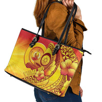Vanuatu 46 Yia Indipendens Anivesari Leather Tote Bag Tamtam Drum With Boar Tusk LT05 - Polynesian Pride