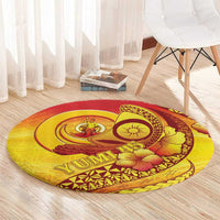 Vanuatu 45 Yia Indipendens Anivesari Round Carpet Tamtam Drum With Boar Tusk - Polynesian Pride