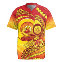 Vanuatu 46 Yia Indipendens Anivesari Rugby Jersey Tamtam Drum With Boar Tusk LT05 Yellow - Polynesian Pride