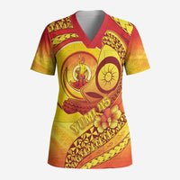 Vanuatu 46 Yia Indipendens Anivesari Scrub Top Tamtam Drum With Boar Tusk LT05 Adult Yellow - Polynesian Pride
