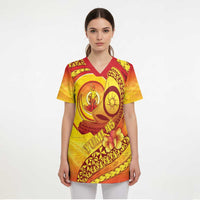 Vanuatu 46 Yia Indipendens Anivesari Scrub Top Tamtam Drum With Boar Tusk LT05 - Polynesian Pride