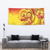 Vanuatu 46 Yia Indipendens Anivesari Tapestry Tamtam Drum With Boar Tusk LT05 - Polynesian Pride