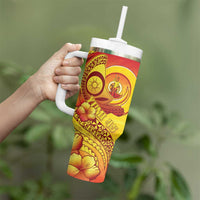 Vanuatu 46 Yia Indipendens Anivesari Tumbler With Handle Tamtam Drum With Boar Tusk LT05 - Polynesian Pride