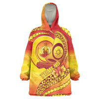 Vanuatu 45 Yia Indipendens Anivesari Wearable Blanket Hoodie Tamtam Drum With Boar Tusk - Polynesian Pride