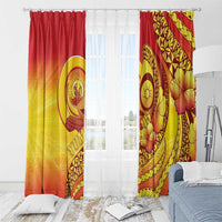 Vanuatu 45 Yia Indipendens Anivesari Window Curtain Tamtam Drum With Boar Tusk - Polynesian Pride