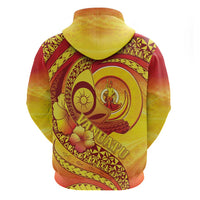 Vanuatu 45 Yia Indipendens Anivesari Zip Hoodie Tamtam Drum With Boar Tusk - Polynesian Pride