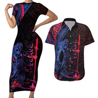 Samoan Pride Couples Matching Short Sleeve Bodycon Dress and Hawaiian Shirt The Tui Manua - Polynesian Pride
