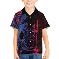 Samoan Pride Family Matching Short Sleeve Bodycon Dress and Hawaiian Shirt The Tui Manua - Polynesian Pride