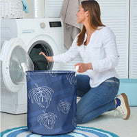 Aloha Hawaii Acacia Koa Leaves Laundry Basket Navy Kakau Tribal Pattern LT05 - Polynesian Pride