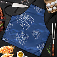 Aloha Hawaii Acacia Koa Leaves Apron Navy Kakau Tribal Pattern LT05 Navy - Polynesian Pride