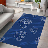 Aloha Hawaii Acacia Koa Leaves Area Rug Navy Kakau Tribal Pattern LT05 - Polynesian Pride