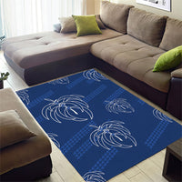 Aloha Hawaii Acacia Koa Leaves Area Rug Navy Kakau Tribal Pattern LT05 - Polynesian Pride