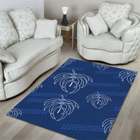 Aloha Hawaii Acacia Koa Leaves Area Rug Navy Kakau Tribal Pattern LT05 - Polynesian Pride
