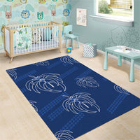 Aloha Hawaii Acacia Koa Leaves Area Rug Navy Kakau Tribal Pattern LT05 - Polynesian Pride