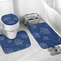 Aloha Hawaii Acacia Koa Leaves Bathroom Set Navy Kakau Tribal Pattern LT05 Mat Set Only (3 pcs) One Size Navy - Polynesian Pride
