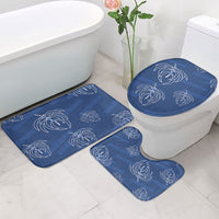 Aloha Hawaii Acacia Koa Leaves Bathroom Set Navy Kakau Tribal Pattern LT05 - Polynesian Pride