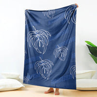 Aloha Hawaii Acacia Koa Leaves Blanket Navy Kakau Tribal Pattern LT05 - Polynesian Pride