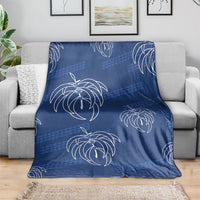 Aloha Hawaii Acacia Koa Leaves Blanket Navy Kakau Tribal Pattern LT05 - Polynesian Pride