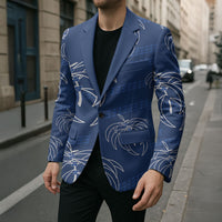 Aloha Hawaii Acacia Koa Leaves Blazer Navy Kakau Tribal Pattern LT05 - Polynesian Pride