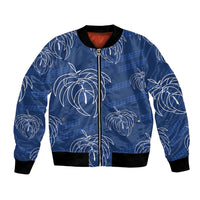 Aloha Hawaii Acacia Koa Leaves Bomber Jacket Navy Kakau Tribal Pattern LT05 Unisex Navy - Polynesian Pride