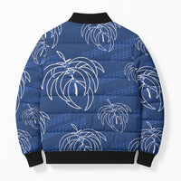 Aloha Hawaii Acacia Koa Leaves Bomber Puffer Jacket Navy Kakau Tribal Pattern LT05 - Polynesian Pride