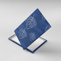 Aloha Hawaii Acacia Koa Leaves Canvas Wall Art Navy Kakau Tribal Pattern LT05 With Frame Navy - Polynesian Pride