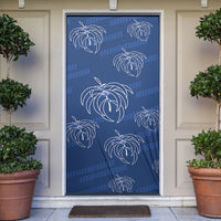Aloha Hawaii Acacia Koa Leaves Door Cover Navy Kakau Tribal Pattern LT05 Navy - Polynesian Pride