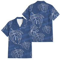 Aloha Hawaii Acacia Koa Leaves Family Matching Summer Maxi Dress and Hawaiian Shirt Navy Kakau Tribal Pattern LT05 Dad's Shirt - Short Sleeve Navy - Polynesian Pride