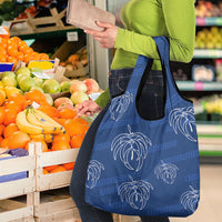 Aloha Hawaii Acacia Koa Leaves Grocery Bag Navy Kakau Tribal Pattern LT05 - Polynesian Pride