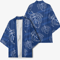 Aloha Hawaii Acacia Koa Leaves Kimono Navy Kakau Tribal Pattern LT05 - Polynesian Pride