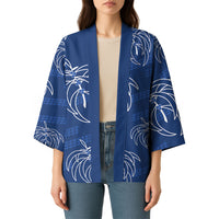 Aloha Hawaii Acacia Koa Leaves Kimono Navy Kakau Tribal Pattern LT05 - Polynesian Pride