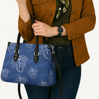 Aloha Hawaii Acacia Koa Leaves Leather Bag Navy Kakau Tribal Pattern LT05 - Polynesian Pride