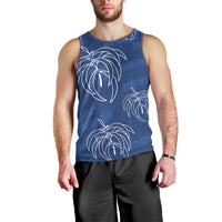 Aloha Hawaii Acacia Koa Leaves Men Tank Top Navy Kakau Tribal Pattern LT05 - Polynesian Pride
