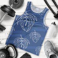 Aloha Hawaii Acacia Koa Leaves Men Tank Top Navy Kakau Tribal Pattern LT05 - Polynesian Pride